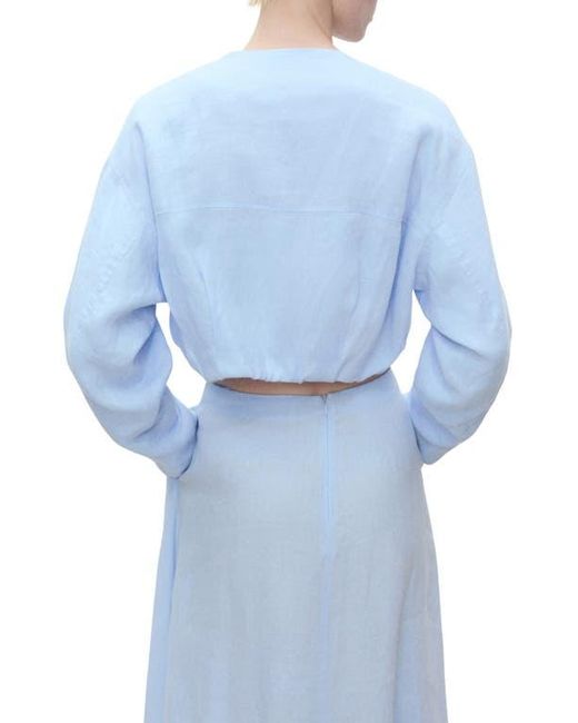 Mango Blue Crop Linen Jacket