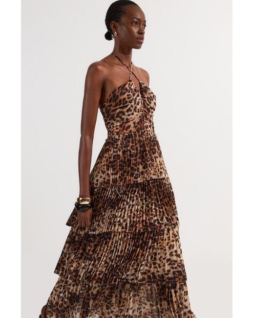 brown tiered midi dress Brown Sweetheart Neckline Tiered Midi Dress