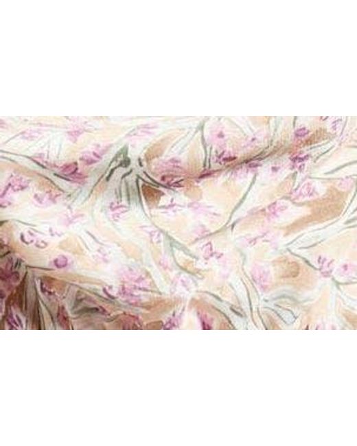FLORET STUDIOS Multicolor Floral Deep Cowl Neck Long Sleeve Minidress