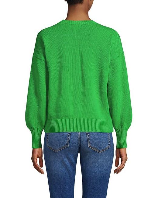 Lands' End Green Drifter Jersey Crewneck Sweater