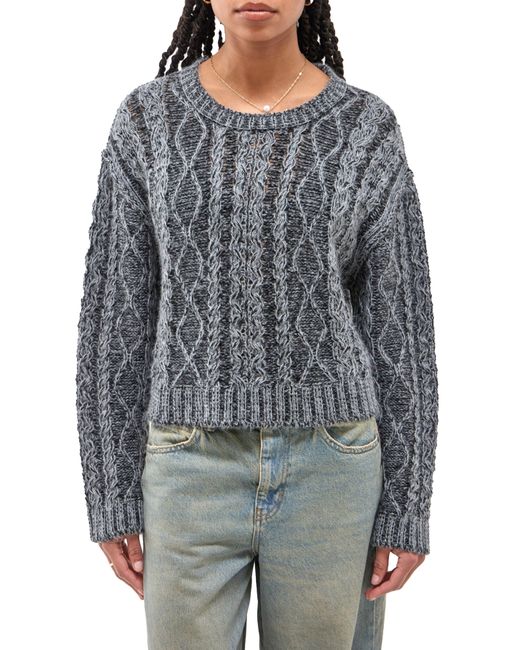 BDG Gray Acid Crop Cable Knit Sweater