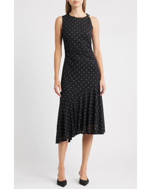 Rails Black Daija Polka Dot Sleeveless Asymmetric Midi Dress