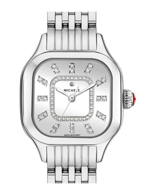 Michele Metallic meggie Diamond Dial Bracelet Watch
