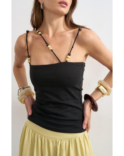 TOPSHOP Black Beaded Strap Top