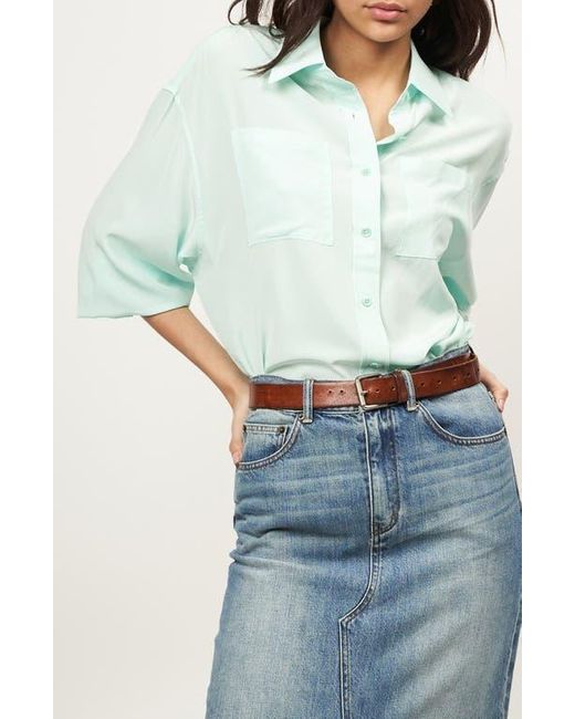 Equipment Blue Oty Oversize Silk Button-Up Shirt