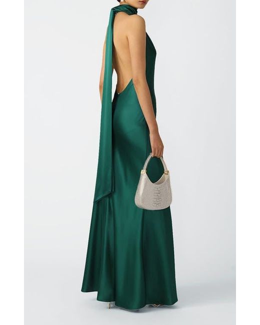 SAU LEE Green Penelope Satin Gown