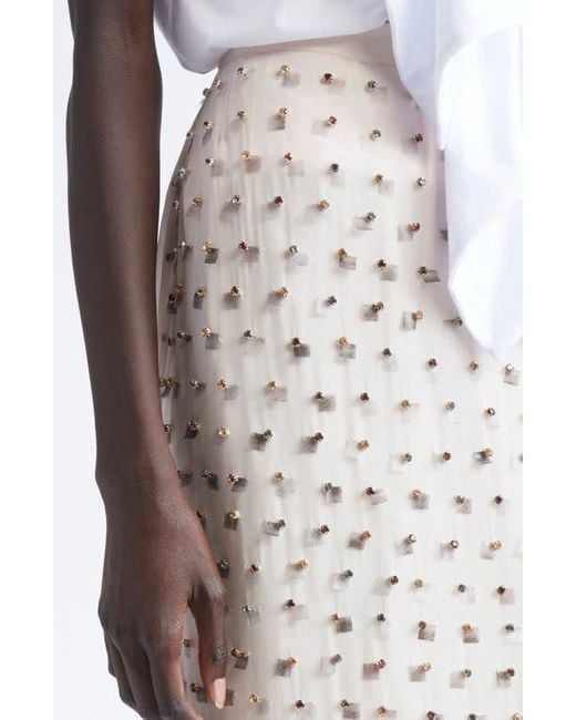 Dries Van Noten Natural Sokna Embellished Midi Skirt