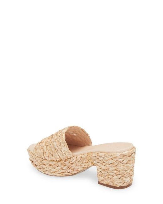 Chocolat Blu Natural Raffia Platform Slide Sandal
