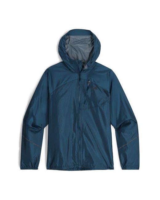 Outdoor Research Blue Helium Rain Ultralight Hooded Jacket for men