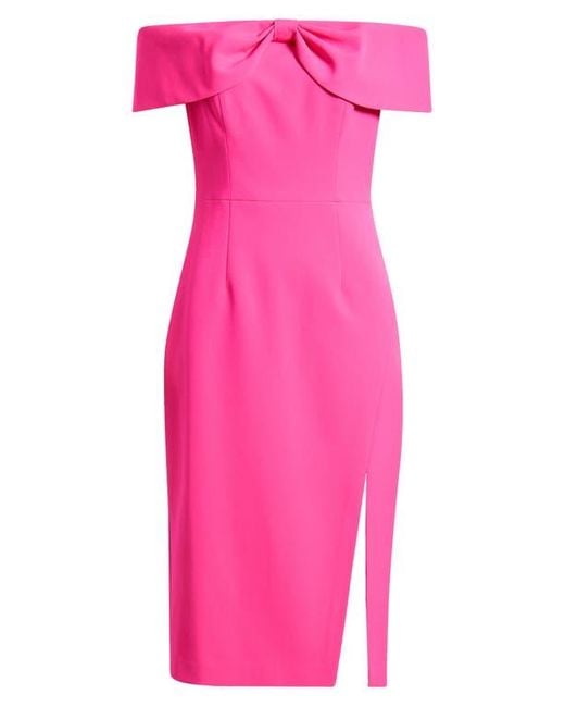 Eliza J Bow Off The Shoulder Midi Dress in Pink | Lyst Eliza J Bow Off The Shoulder Midi Dress in Pink | Lyst