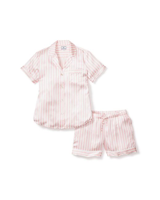 Petite Plume Pink Stripe Silk Short Pajamas