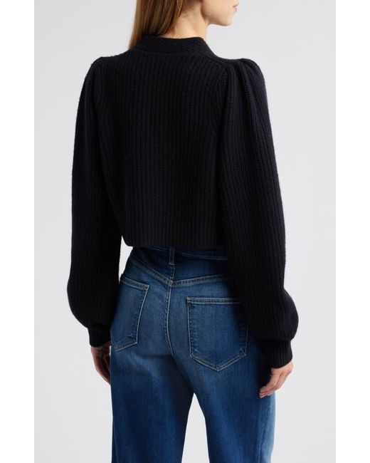 LoveShackFancy Black Avignon Wool & Cashmere Crop Cardigan