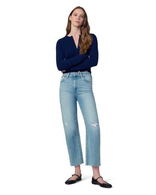 Joe's Jeans Blue The Blake Raw Hem Crop Wide Leg Jeans