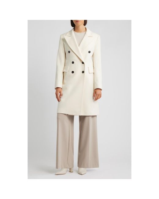 Fleurette Natural Bianca Double Breasted Wool Coat