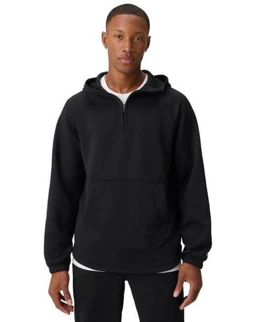 Fabletics Black The Gridtech Quarter Zip Hoodie for men