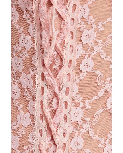 House Of Sunny Red Love Lace Long Sleeve Bodysuit
