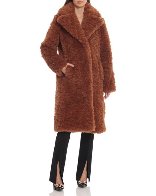 Avec Les Filles Cozy Faux Fur Coat in Brown | Lyst