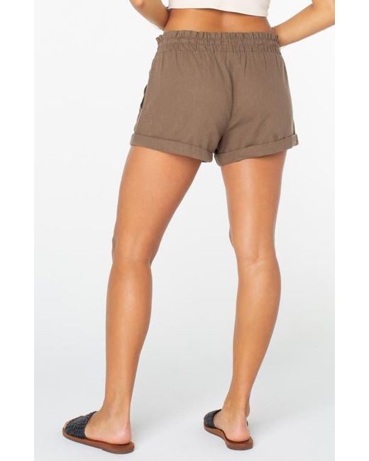Roxy Multicolor Lagoon Linen Blend Drawstring Shorts