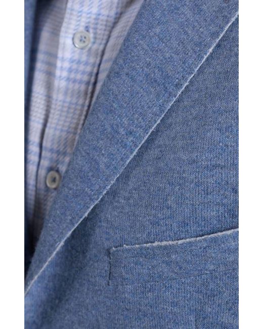 Bugatchi Blue Wool Blend Laser Cut Blazer for men