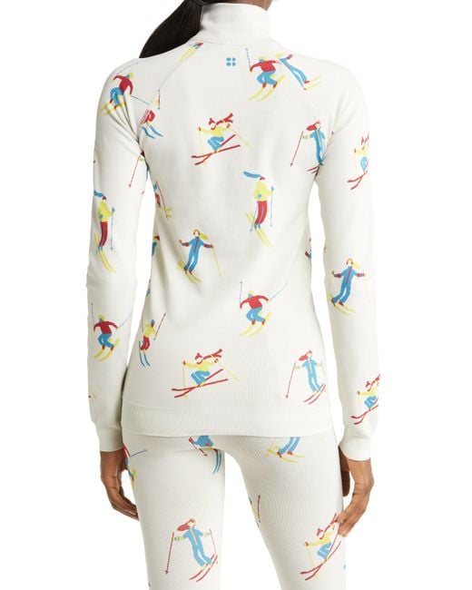 Sweaty Betty Ski Jacquard Half Zip Base Layer Pullover in White Lyst