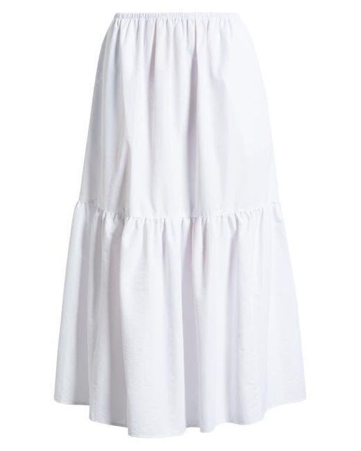 Open Edit White Tiered Maxi Skirt