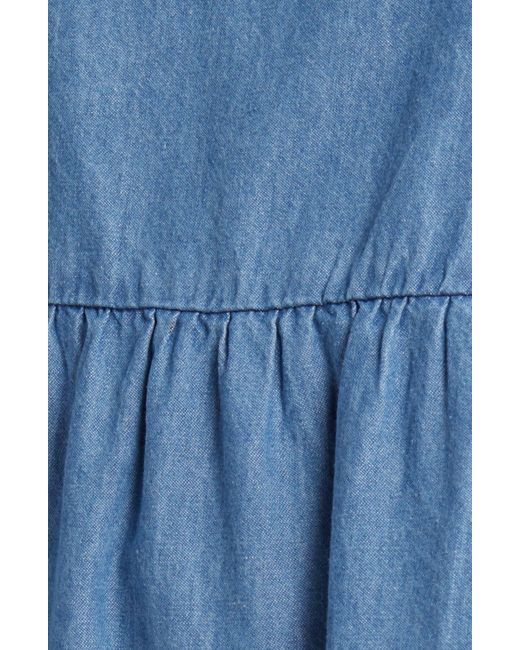 BP. Blue Tiered Cotton Mini Sundress