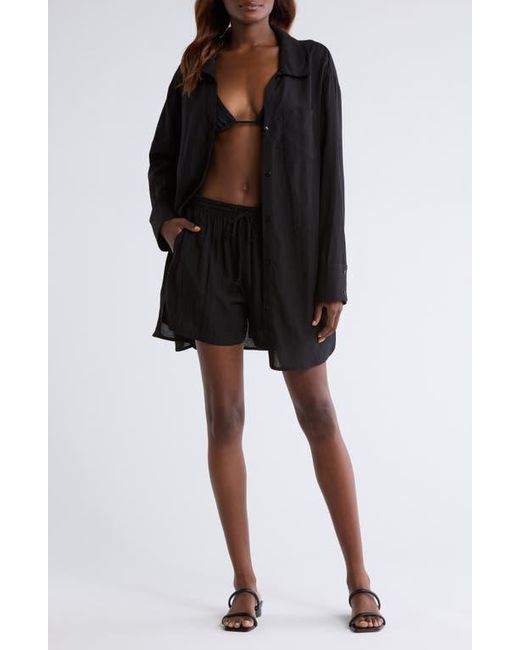 Nordstrom Black Oversized Cover-Up Shirt