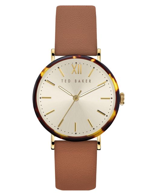 Ted Baker Multicolor Leather Strap Tortoiseshell Watch