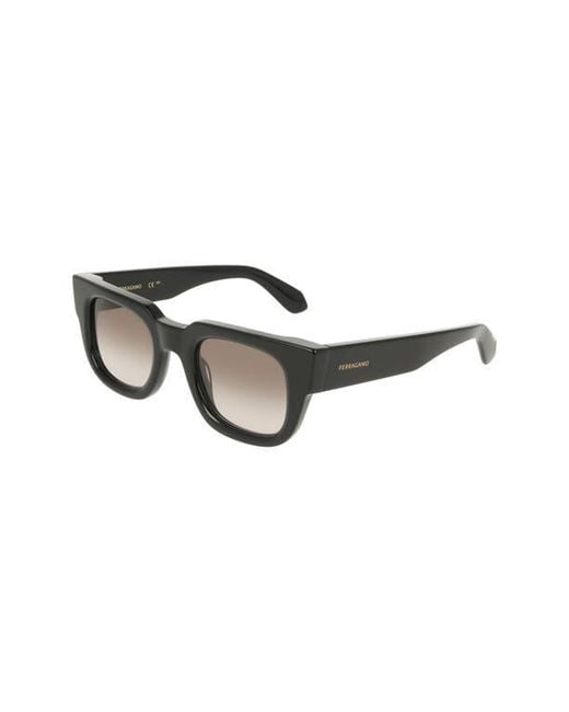 Ferragamo Black 49Mm Small Rectangle Sunglasses for men