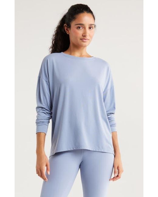 Zella Blue Breathe Long Sleeve Split Back T-Shirt