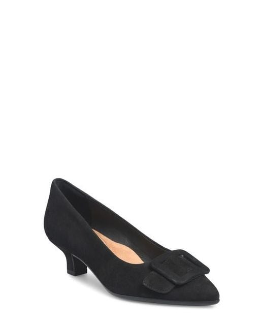 Söfft Women's Black Sadie Pointed Toe Kitten Heel Pump