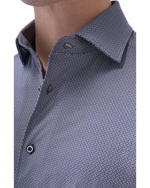 Bugatchi Purple Devon Ooohcotton Geo Print Button-Up Shirt for men
