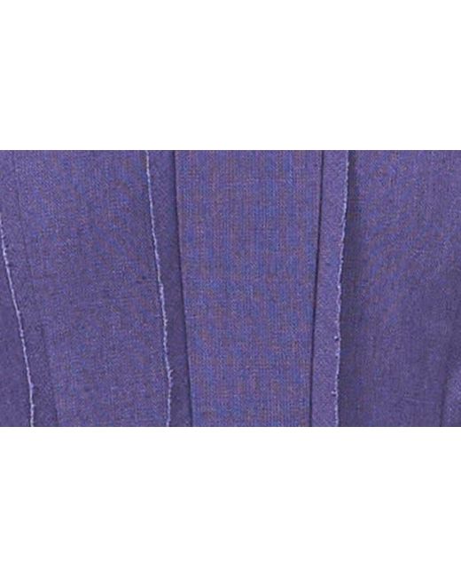 Parker Purple The Dayna Halter Fit & Flare Linen & Cotton Minidress