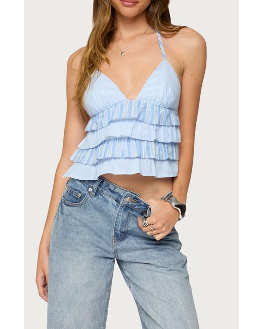Edikted Blue Tiered Backless Tank