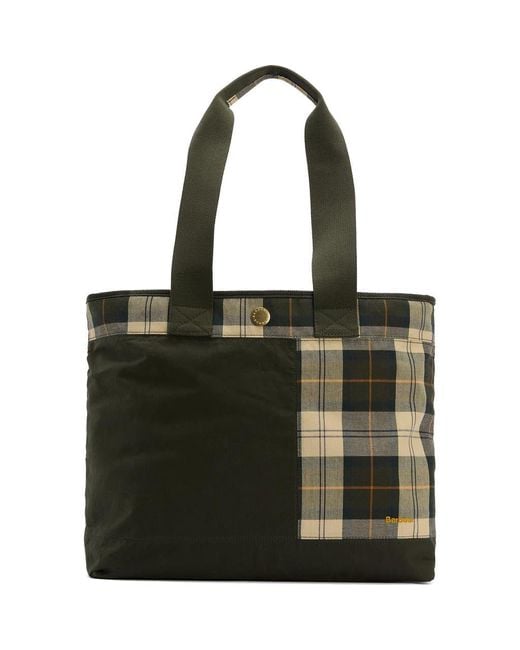 Barbour Black Mya Patchwork Cotton Tote