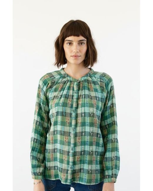 Ace & Jig Green Daryl Button Front Raglan Blouse