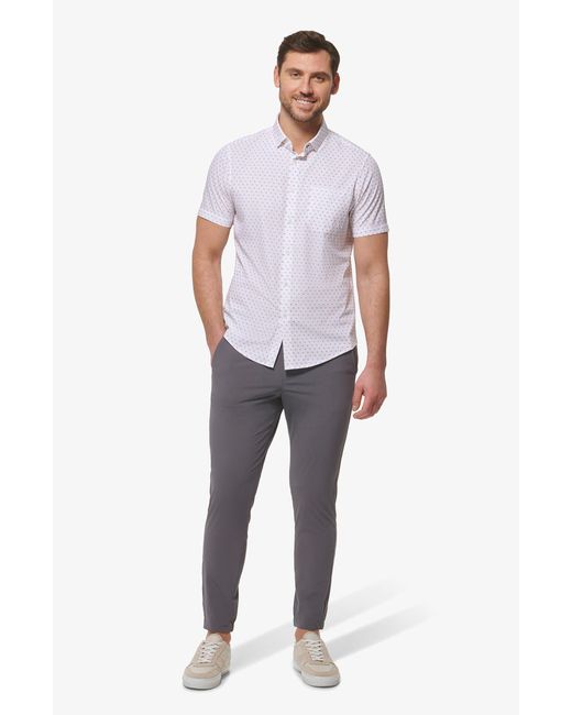 Mizzen+Main White Mizzen+main Leeward Neat Stretch Performance Short Sleeve Button-up Shirt for men