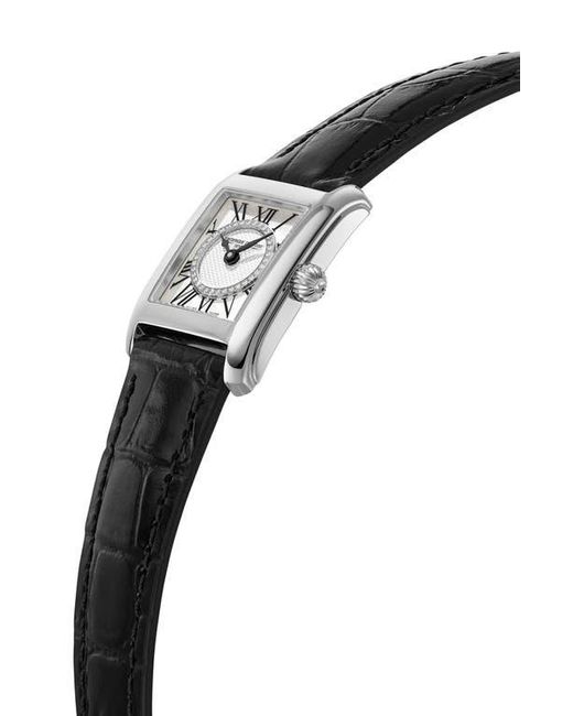 Frederique Constant Black Carrée Diamond Dial Leather Strap Watch, 23Mm X 21Mm