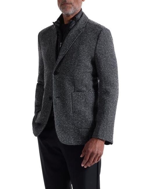 Bugatchi Gray Herringbone Jacket With Removable Bib for men