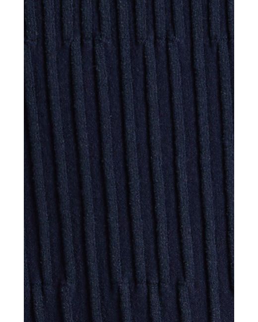Veronica Beard Blue Lauper Variegated Rib Long Sleeve Knit Dress