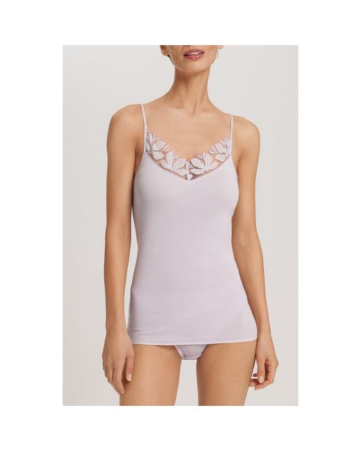 Hanro Purple Kalea Embroidered Trim Cotton Camisole