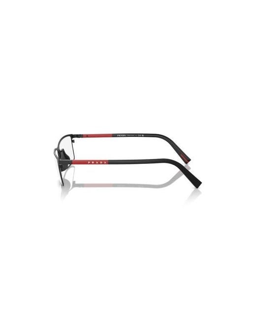 Prada Linea Rossa Black 55Mm Rectangle Optical Glasses for men