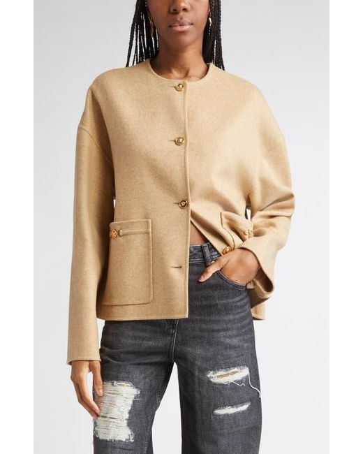 Versace Women's Natural Felted Wool Blend Peacoat