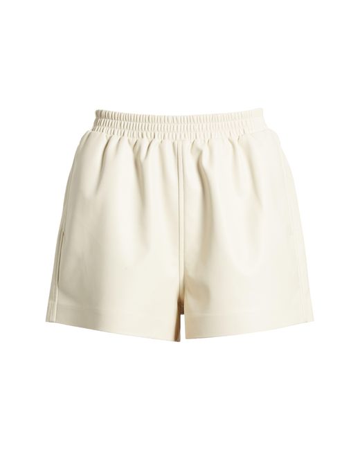 Open Edit White Pull-on Faux Leather Shorts