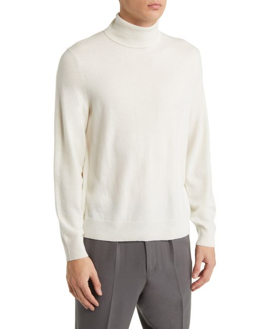 Theory White Hilles Cashmere Turtleneck Sweater for men