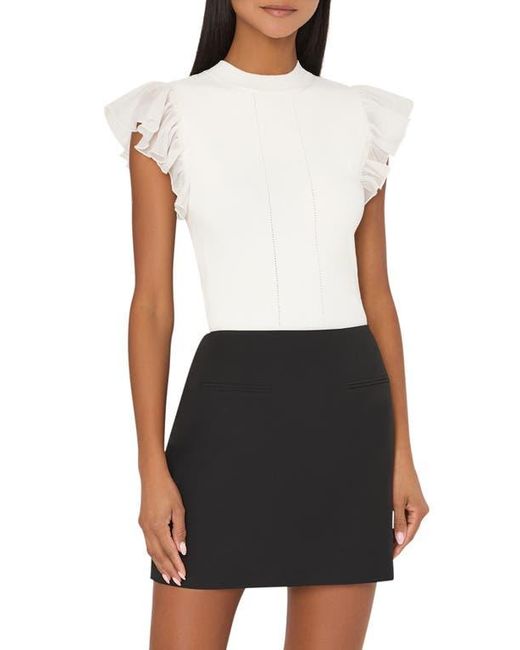 MILLY Black Chiffon Flutter Sleeve Top