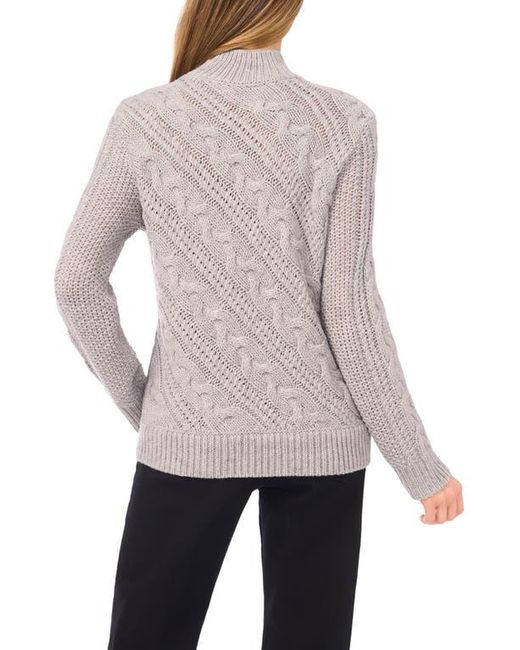 Halogen® Multicolor Diagonal Cable Mock Neck Sweater