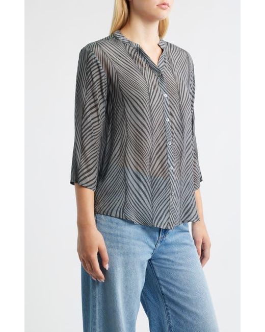 Apny Black Abstract Print Button-Up Shirt
