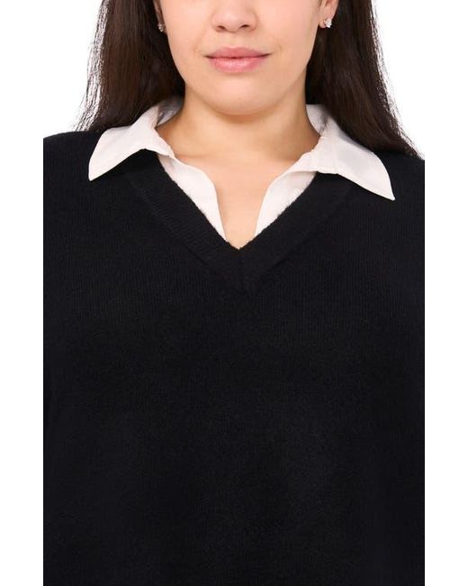 Halogen® Black Layered Look Sweater
