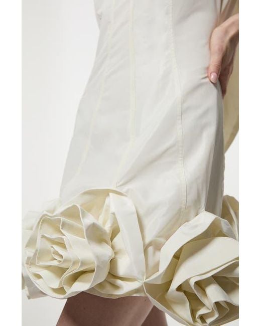 Karen Millen White Taffeta Rosette Woven Mini Dress